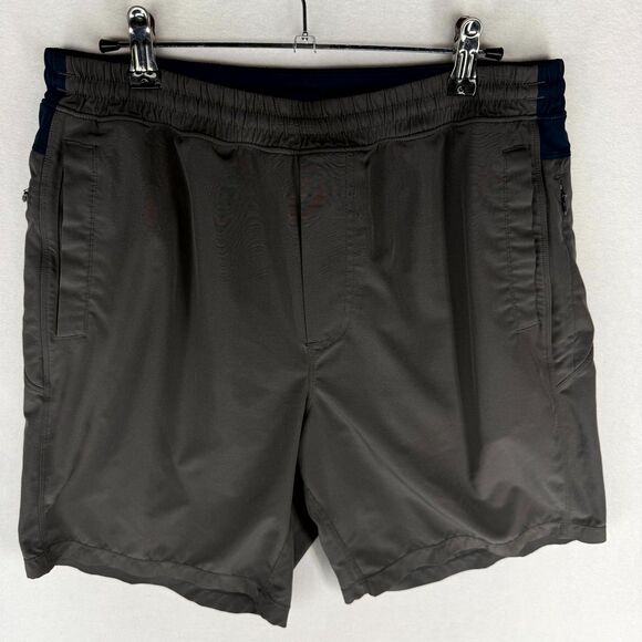 birddogs Lined Athletic Shorts Mens Gray Blue Elastic Waist Draw String Logo M - Picture 5 of 11